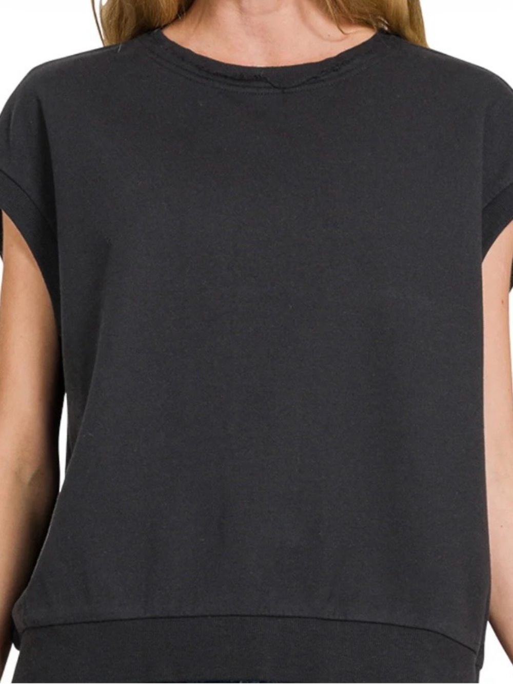 Black Boxy Short Sleeve Top
